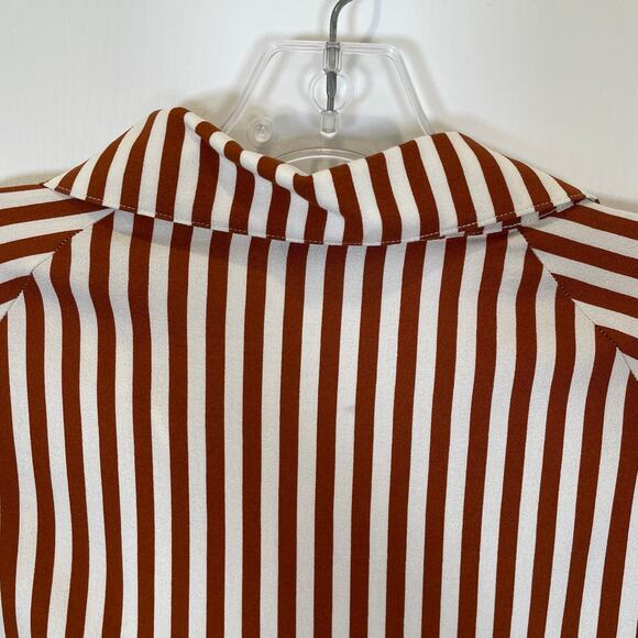 Evereve LNA Alpine Drawstring Button Down Shirt Brown Ivory Relaxed Beachy M - Picture 8 of 8